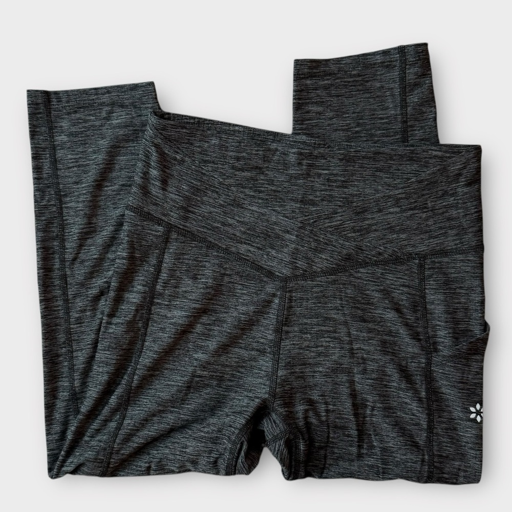Nine West Active Leggings M Gray Heather Criss Cross High Rise Yoga Gym Medium